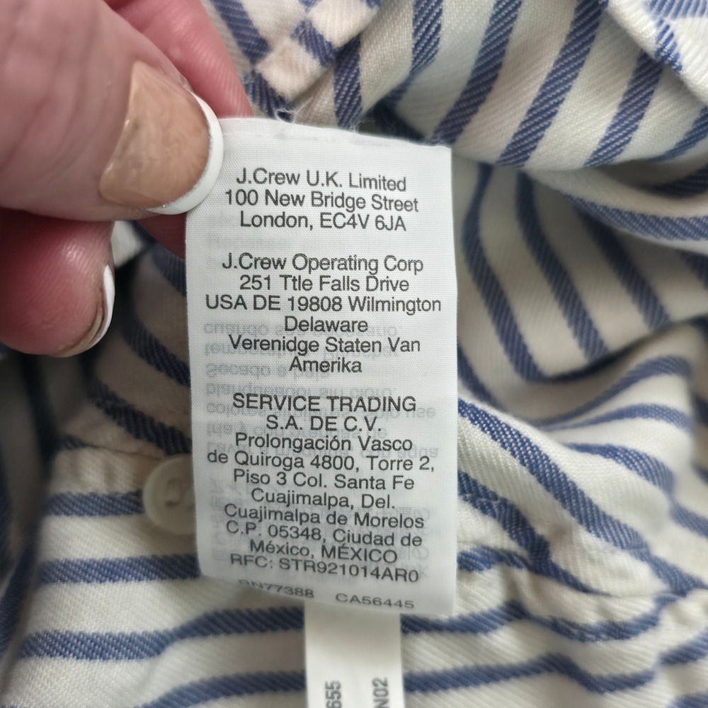 Madewell Central Shirt Women Medium Blue White Striped Dolman Sleeve Button Up - Picture 8 of 13